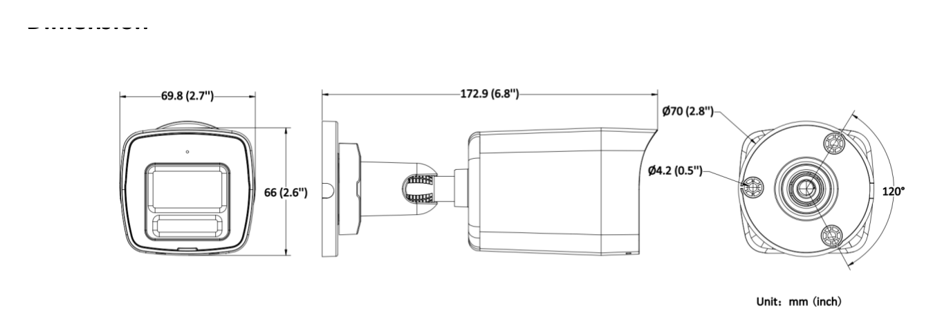 IPC-B129HAA-LU(F)(/SL)(/SRB) 外形尺寸圖 -LUF/S(L)(RB): 69.1 mm × 67.4 mm × 179 mm (2.7" × 2.7" × 7.1") 69.1 mm × 66.9 mm × 172.9 mm (2.7" × 2.6" × 6.8")｜Unit: m