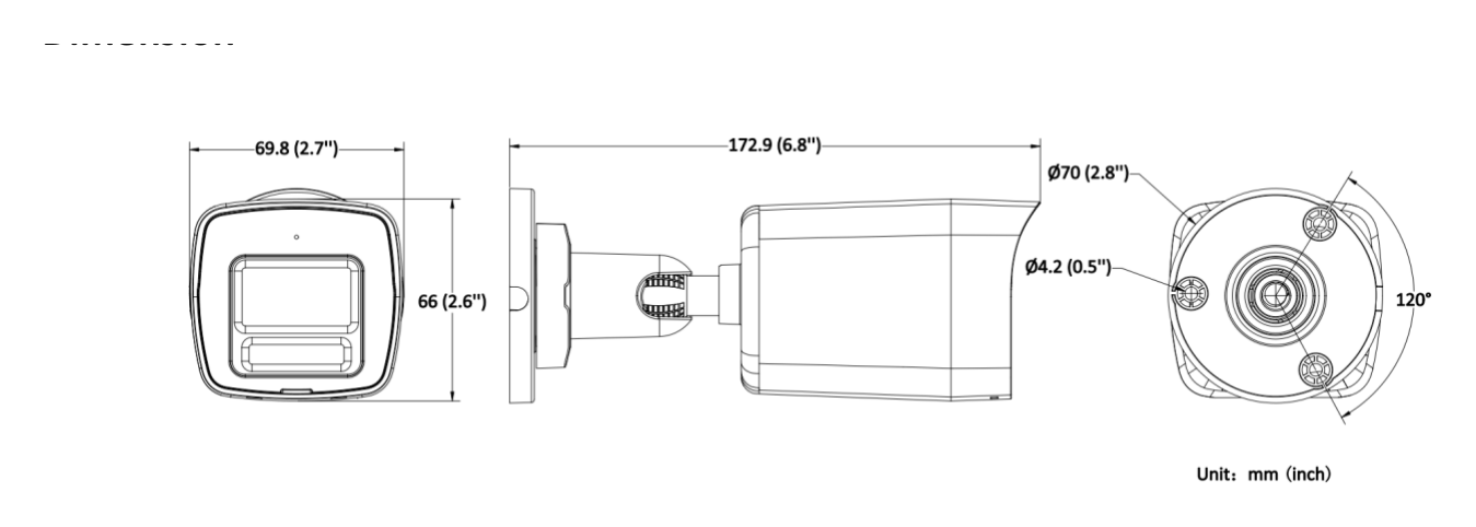 IPC-B149HAA-LU(F)(/SL)(/SRB) 外形尺寸圖 -LUF/S(L)(RB): 69.1 mm × 67.4 mm × 179 mm (2.7" × 2.7" × 7.1") 69.1 mm × 66.9 mm × 172.9 mm (2.7" × 2.6" × 6.8")｜Unit: m