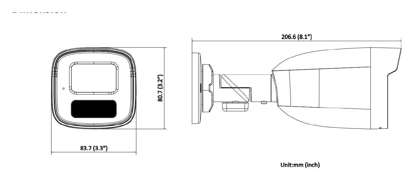 IPC-B429HA-LU 外形尺寸圖 81 mm × 83.7 mm × 201.96 mm (3.17