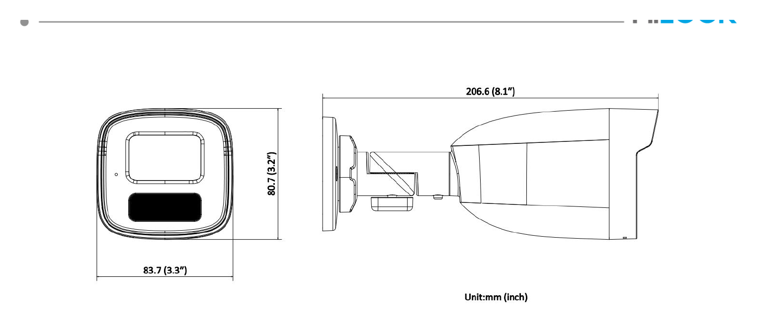 IPC-B449HA-LU 外形尺寸圖 81 mm × 83.7 mm × 201.96 mm (3.17