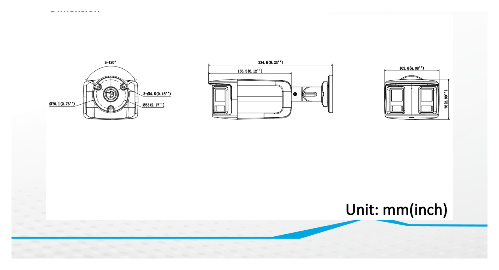 IPC-B460HAD-LUF/S(L)(RB) 外形尺寸圖 103.6 mm × 76 mm × 234.5 mm (4.1