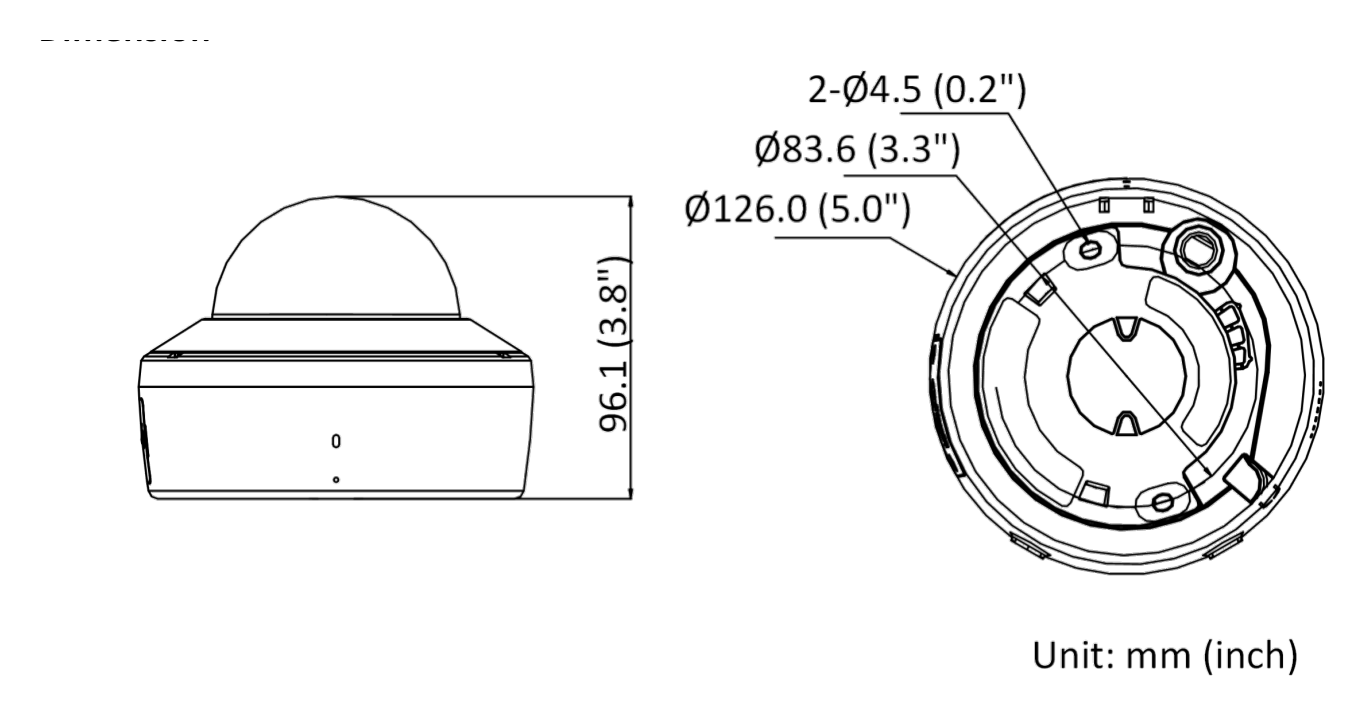 IPC-D120HA-D/W(W) 外形尺寸圖 120 mm × 120 mm × 95 mm (4.7