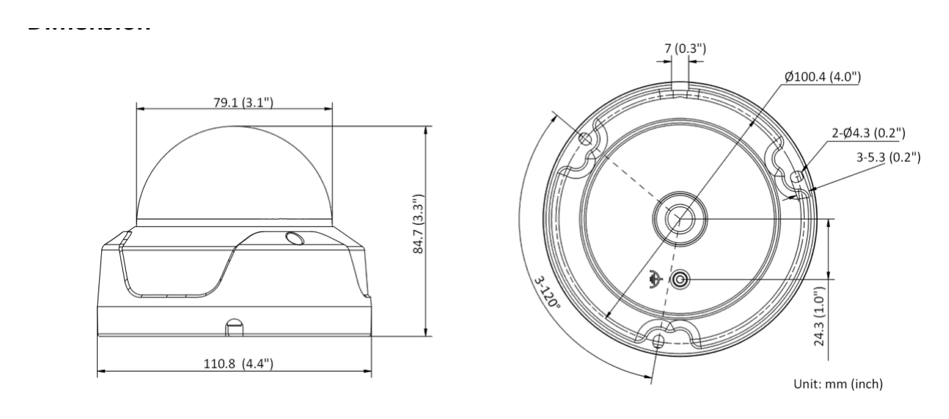 IPC-D120HA 外形尺寸圖 Ø 110.8 mm × 84.7 mm (4.4