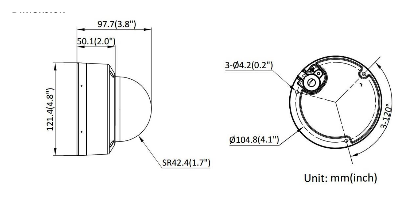 IPC-D120HA-LU 外形尺寸圖 Ø 121.4 mm × 97.7 mm (Ø 4.8