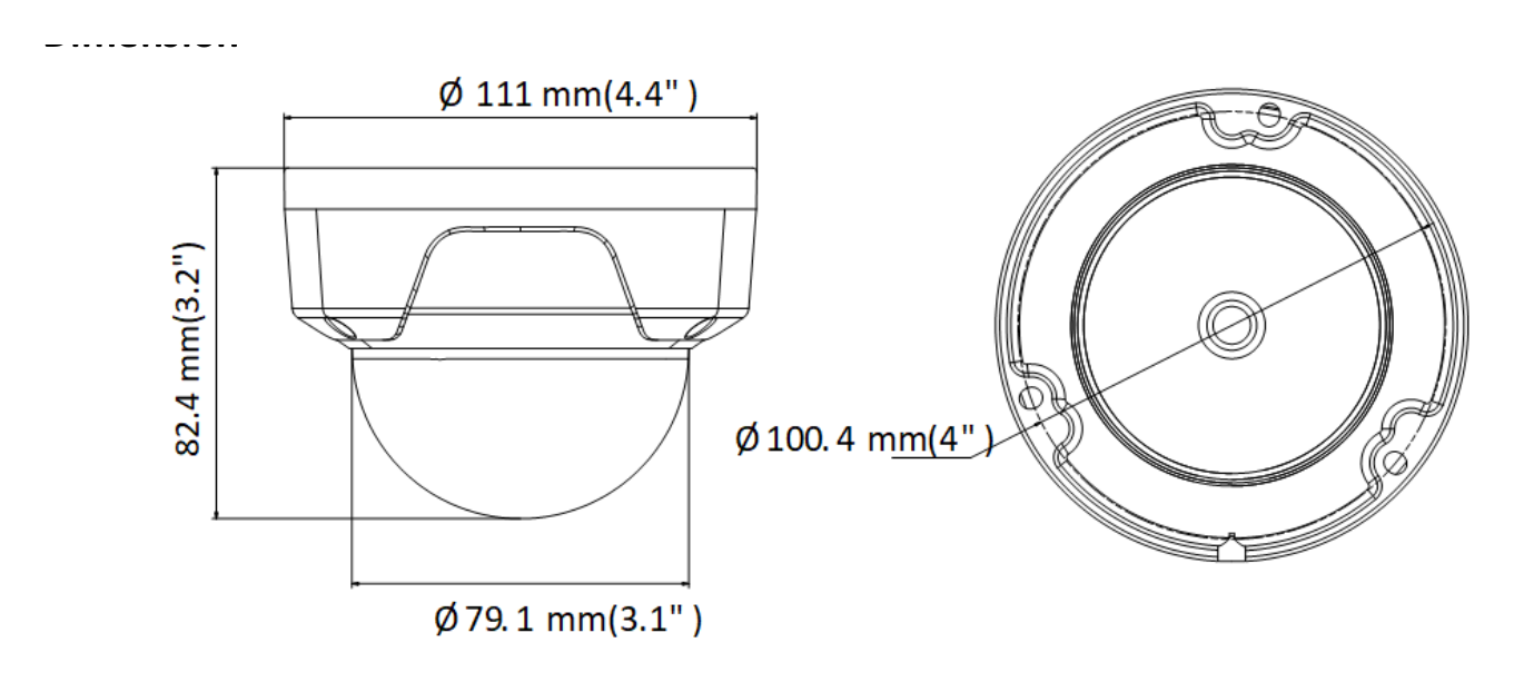IPC-D121H(-M) 外形尺寸圖 Ø 111 mm × 82.4 mm (Ø 4.4