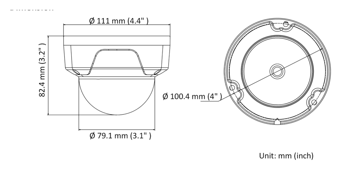 IPC-D140H(-M) 外形尺寸圖 Ø 111 mm × 82.4 mm (Ø 4.4