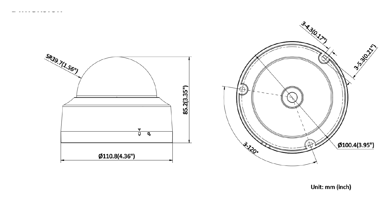 IPC-D141H-C 外形尺寸圖 Ø 110.8 mm × 85.2 mm (Ø 4.36