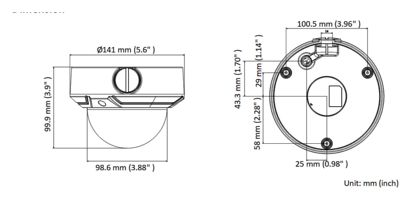 IPC-D620HA-Z 外形尺寸圖 Ø 141 mm × 99.9 mm (Ø 5.6