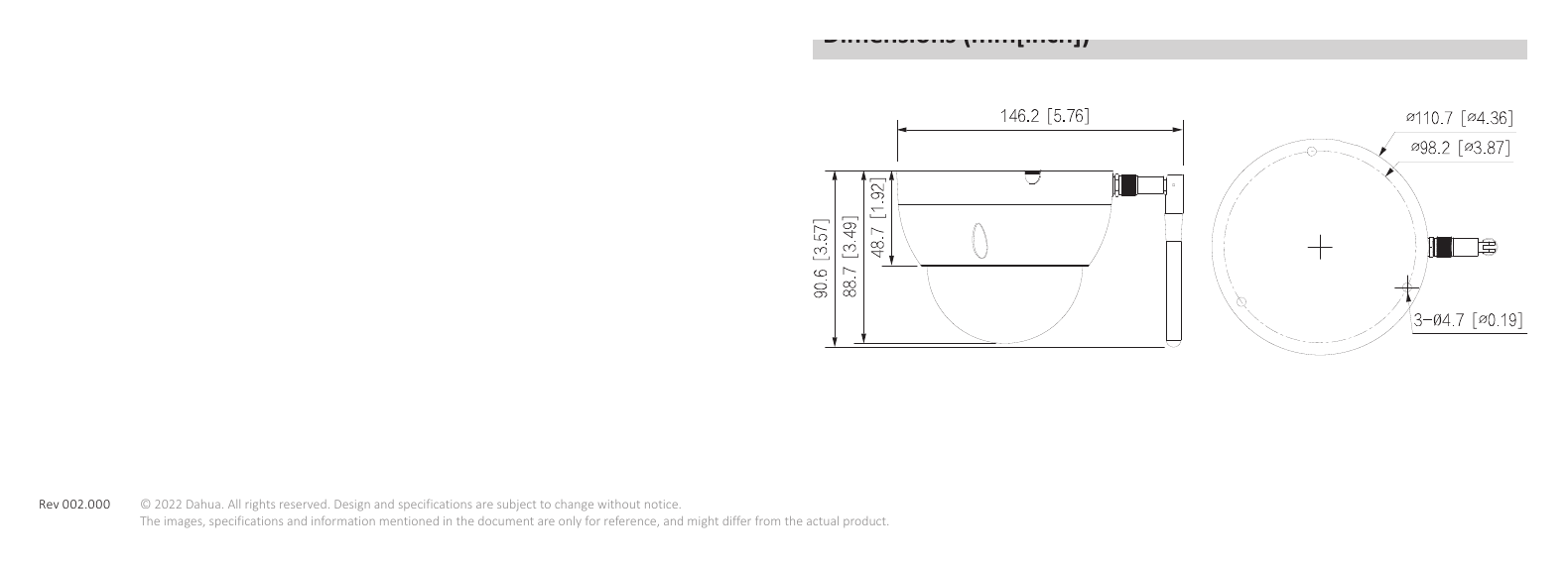 IPC-HDBW1430DE-SW 外形尺寸圖 詳見圖示｜Unit: mm