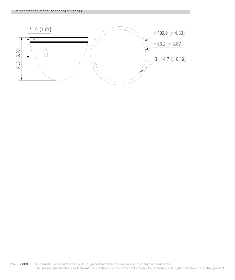 IPC-HDBW2241E-S-S0 外形尺寸圖 詳見圖示｜Unit: mm