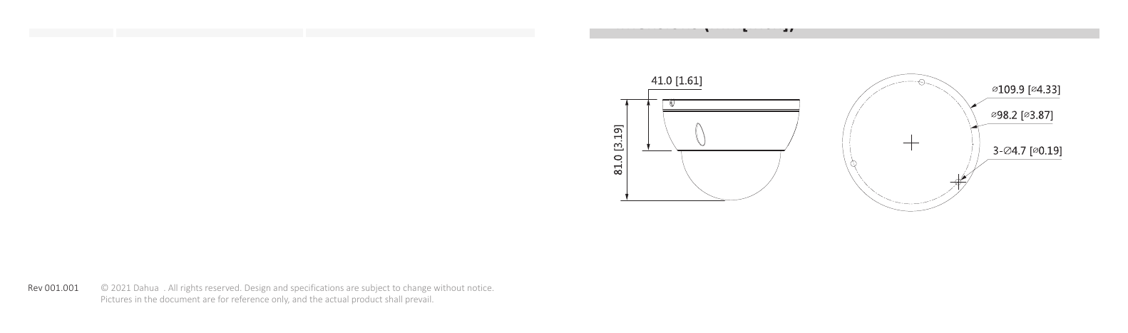 IPC-HDBW3441E-S 外形尺寸圖 81 mm × Φ109.9 mm (3.2" × Φ4.3")｜Unit: mm
