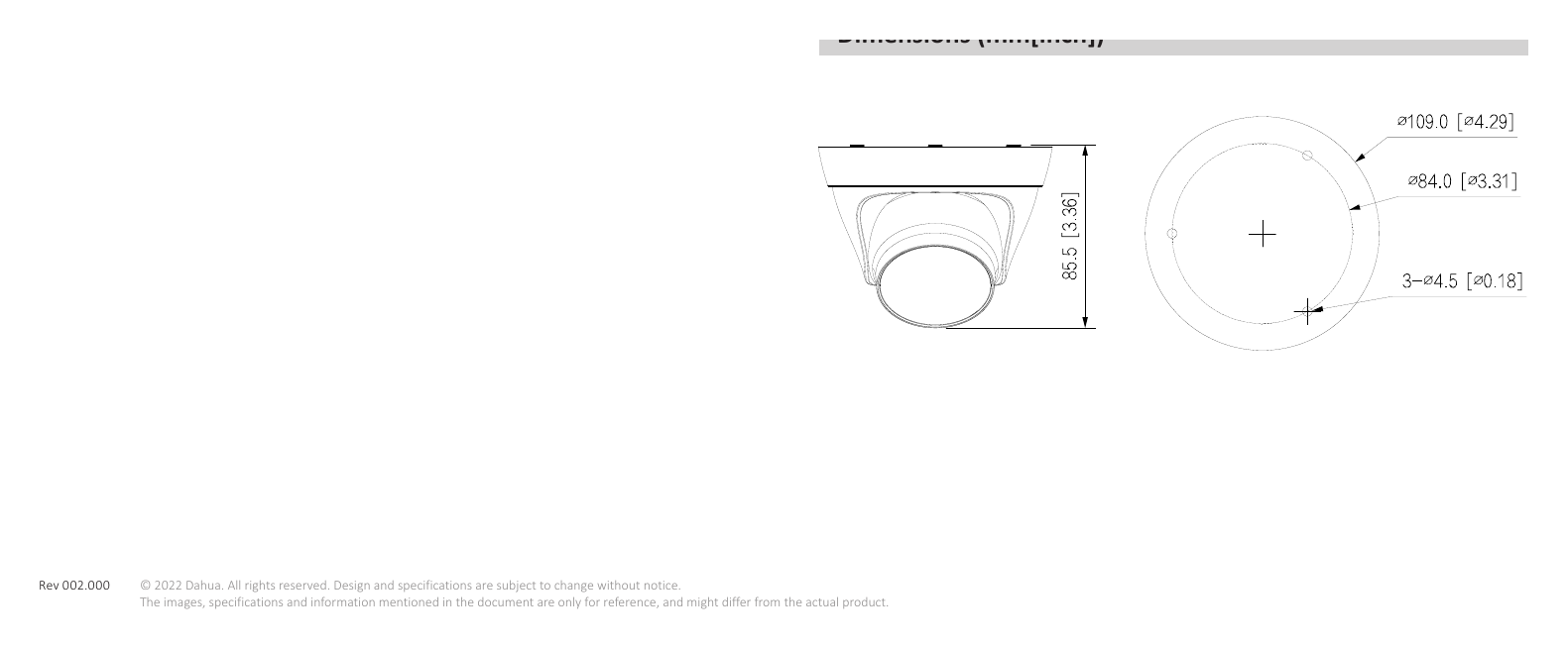 IPC-HDW1239T1-A-LED-S5 外形尺寸圖 詳見圖示｜Unit: mm