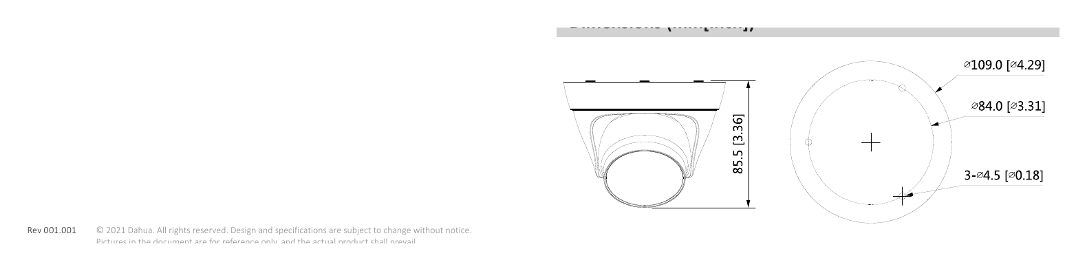 IPC-HDW1330T1-S5 外形尺寸圖 詳見圖示｜Unit: mm
