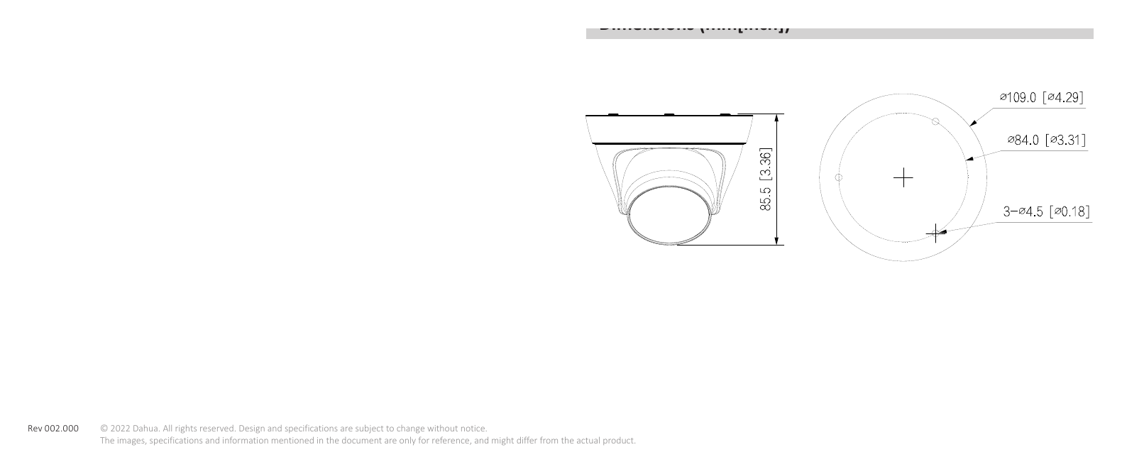 IPC-HDW1439T1-A-LED-S4 外形尺寸圖 詳見圖示｜Unit: mm