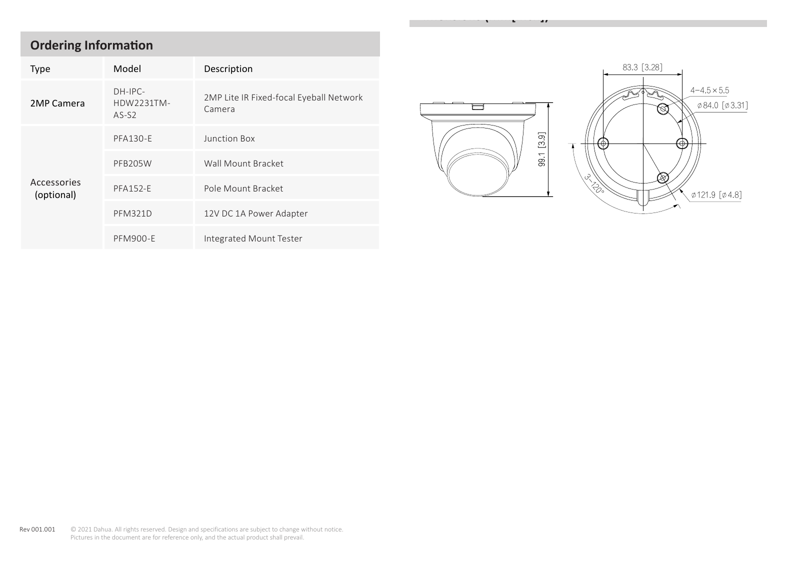 IPC-HDW2231TM-AS-S2 外形尺寸圖 詳見圖示｜Unit: mm