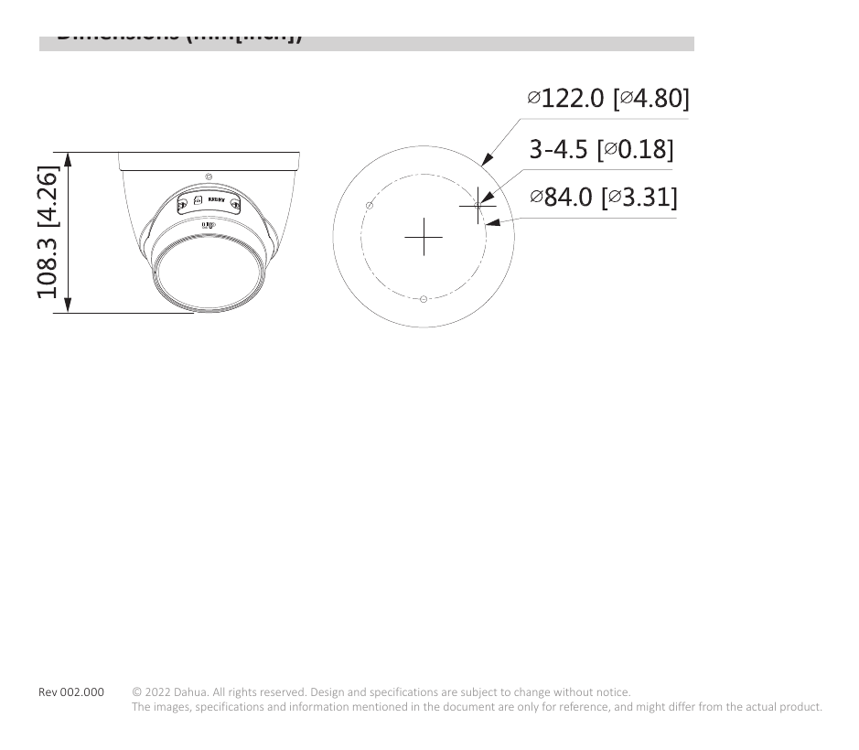 IPC-HDW5442T-ZE 外形尺寸圖 詳見圖示｜Unit: mm
