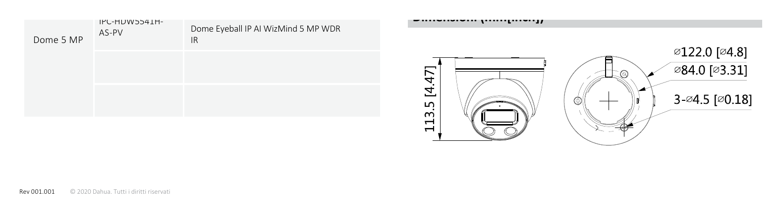 IPC-HDW5541H-AS-PV 外形尺寸圖 詳見圖示｜Unit: mm