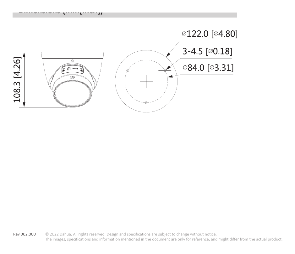 IPC-HDW5541T-ZE 外形尺寸圖 詳見圖示｜Unit: mm