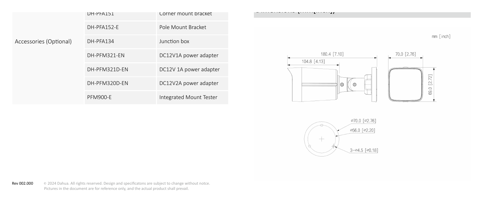 IPC-HFW1230TC1-S6 外形尺寸圖 詳見圖示｜Unit: mm