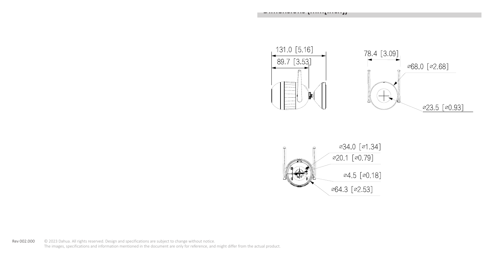 IPC-HFW1439DQ-LED-SAW-S0 外形尺寸圖 詳見圖示｜Unit: mm