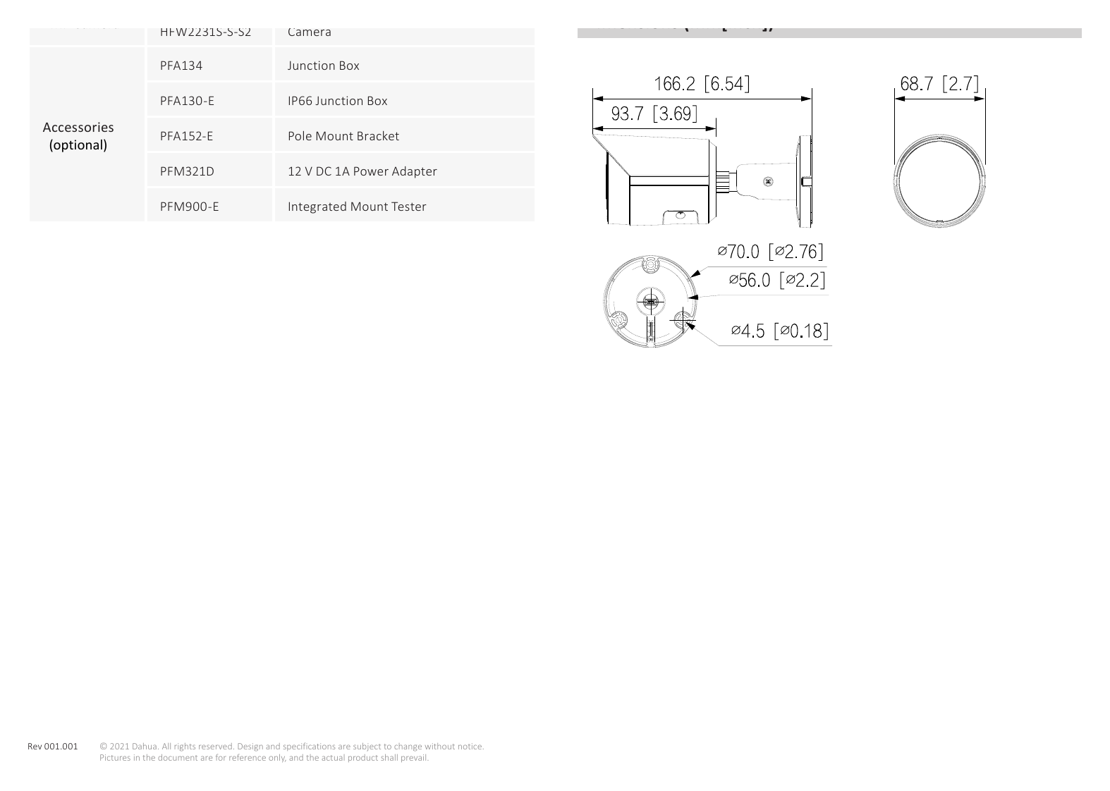 IPC-HFW2231S-S-S2 外形尺寸圖 詳見圖示｜Unit: mm