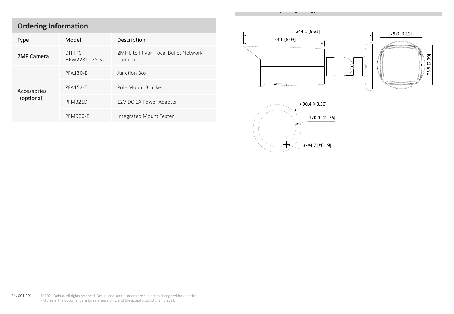 IPC-HFW2231T-ZS-S2 外形尺寸圖 詳見圖示｜Unit: mm