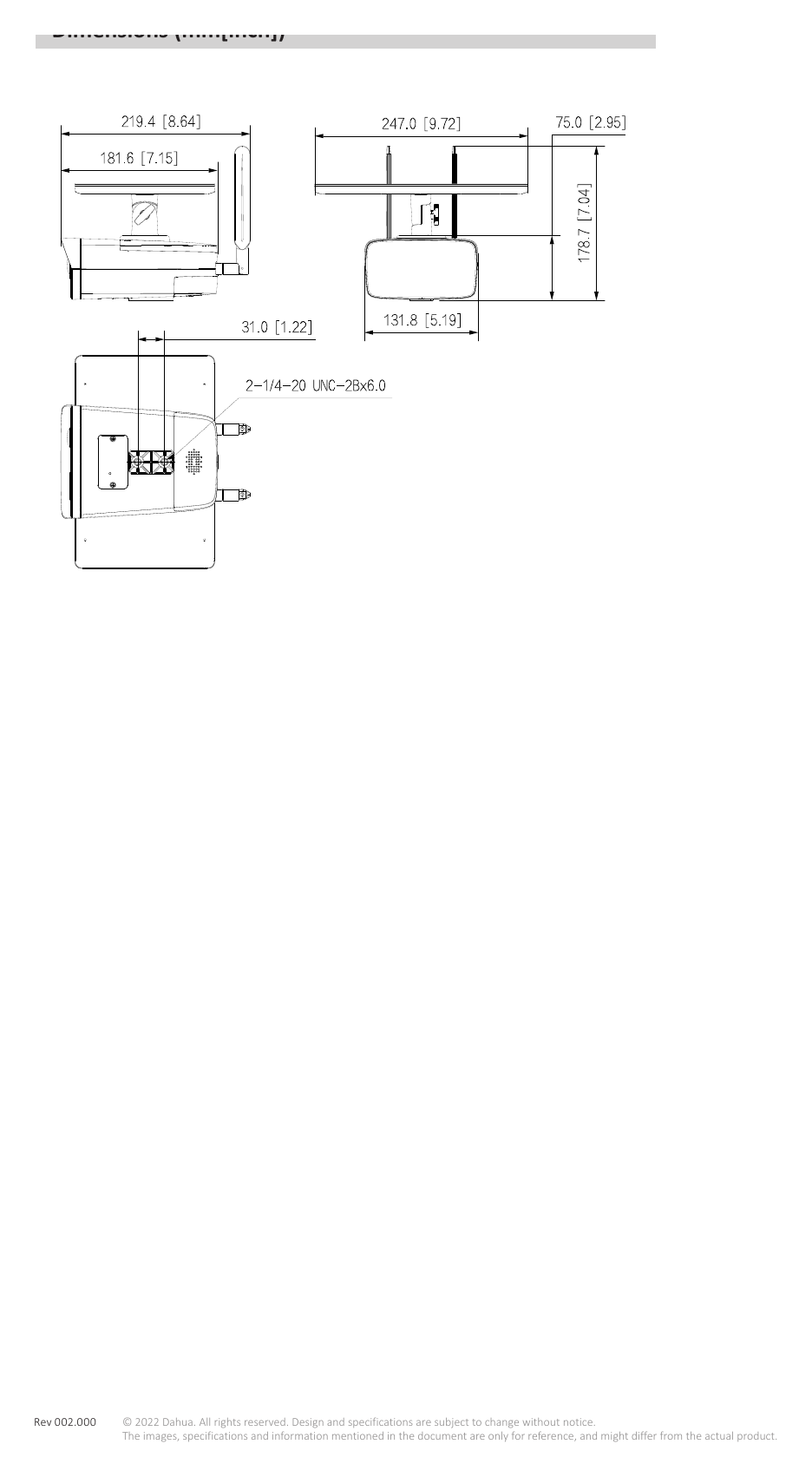 IPC-HFW2431DG-4G-SP-EAU-B 外形尺寸圖 詳見圖示｜Unit: mm