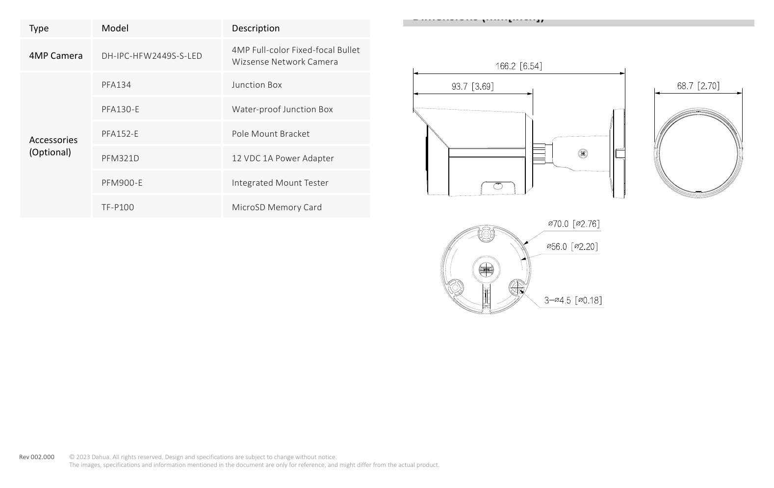 IPC-HFW2449S-S-LED-S0 外形尺寸圖 詳見圖示｜Unit: mm