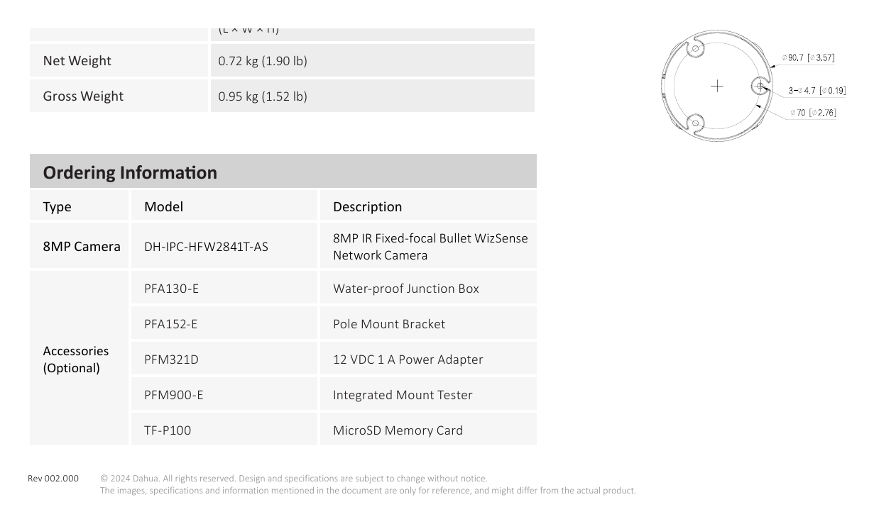 IPC-HFW2841T-AS-S0 外形尺寸圖 詳見圖示｜Unit: mm