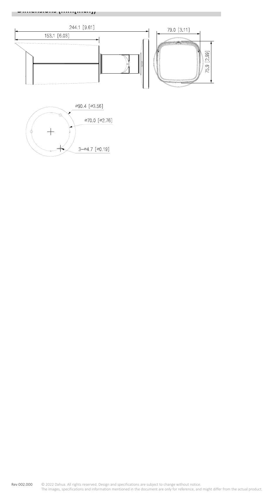IPC-HFW5442T-ASE 外形尺寸圖 詳見圖示｜Unit: mm