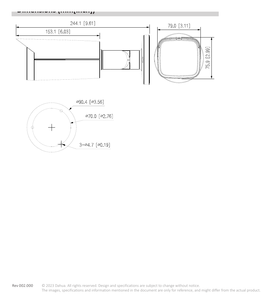 IPC-HFW5449T-ASE-LED-S0 外形尺寸圖 詳見圖示｜Unit: mm