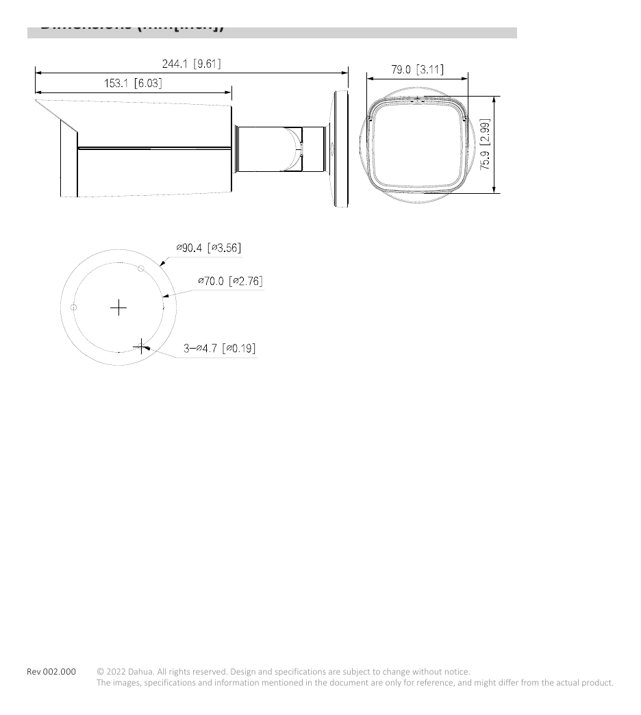 IPC-HFW5541T-ASE 外形尺寸圖 詳見圖示｜Unit: mm