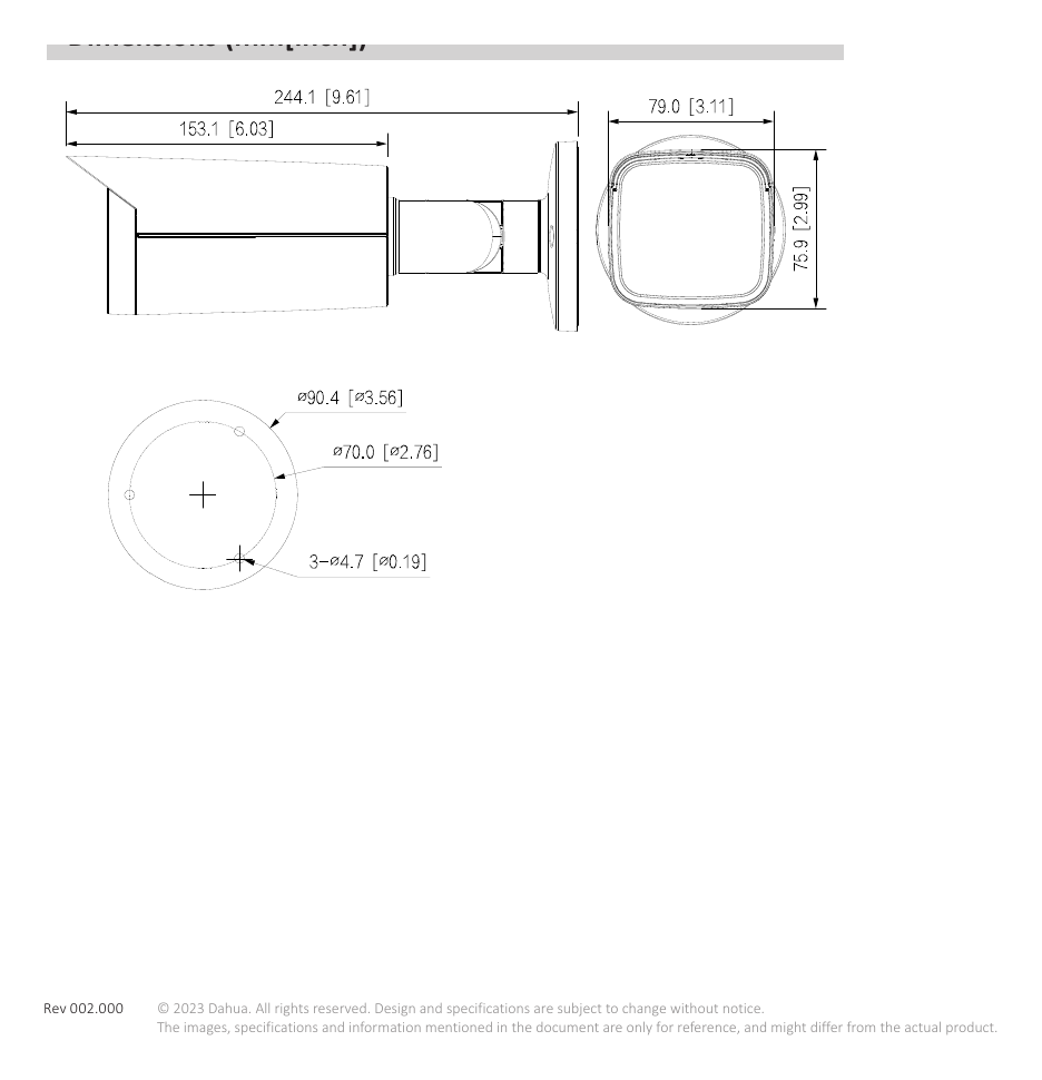 IPC-HFW5541T-ASE-S3 外形尺寸圖 詳見圖示｜Unit: mm