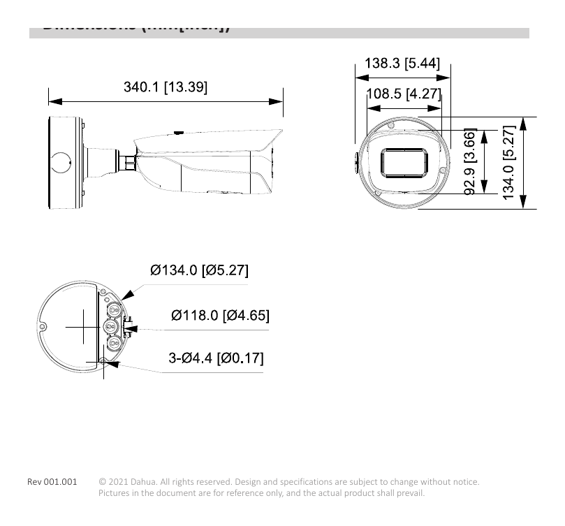 IPC-HFW7842H-Z4 外形尺寸圖 詳見圖示｜Unit: mm