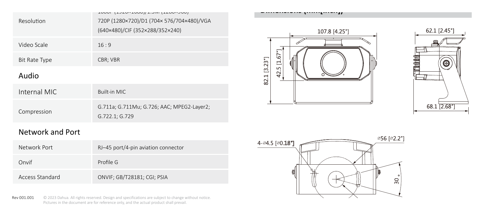 IPC-HMW3230-M&M12 外形尺寸圖 詳見圖示｜Unit: mm
