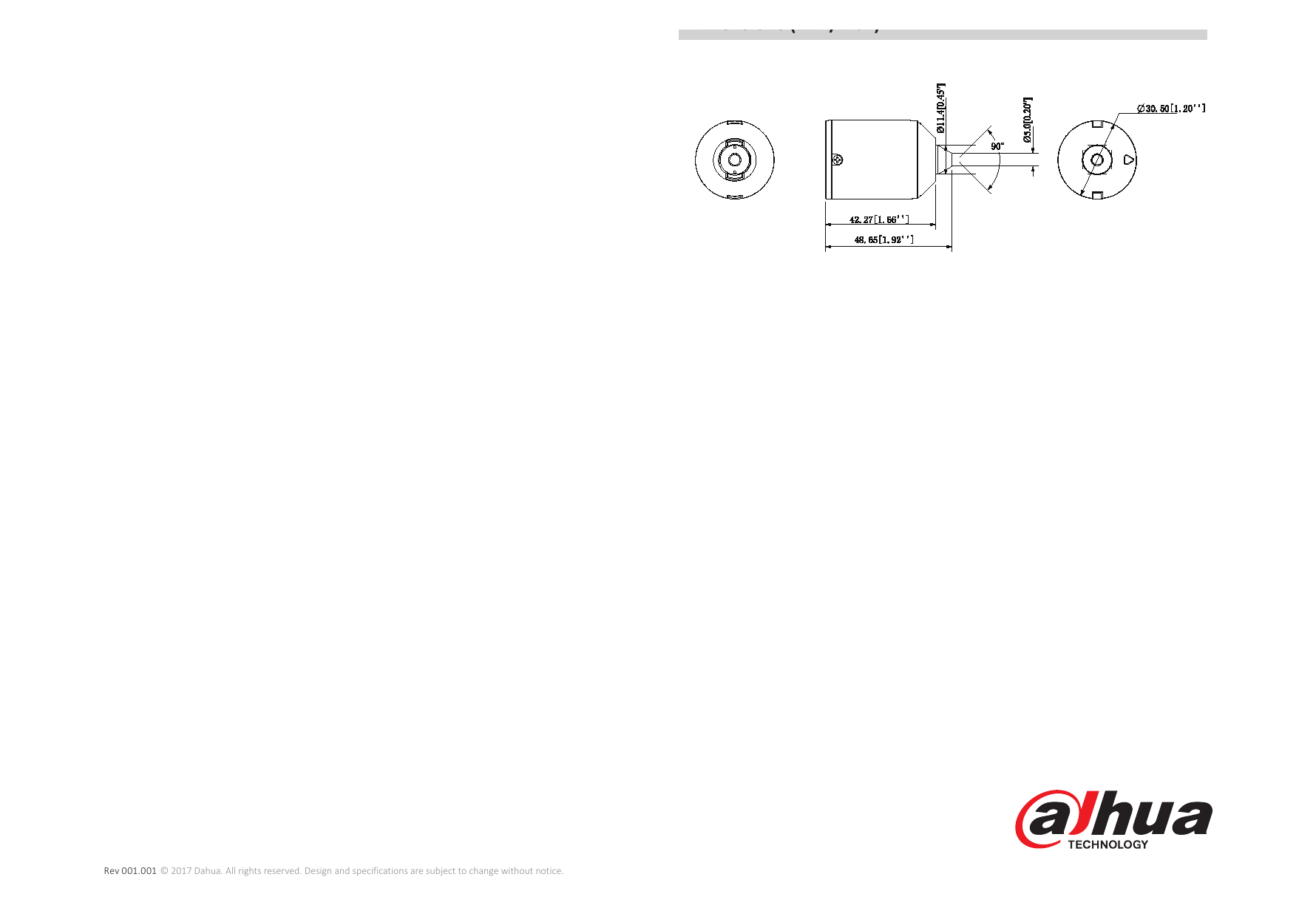 IPC-HUM8431-L1 外形尺寸圖 Φ30.5mm×48.65mm(Φ1.20”×1.91”)｜Unit: mm