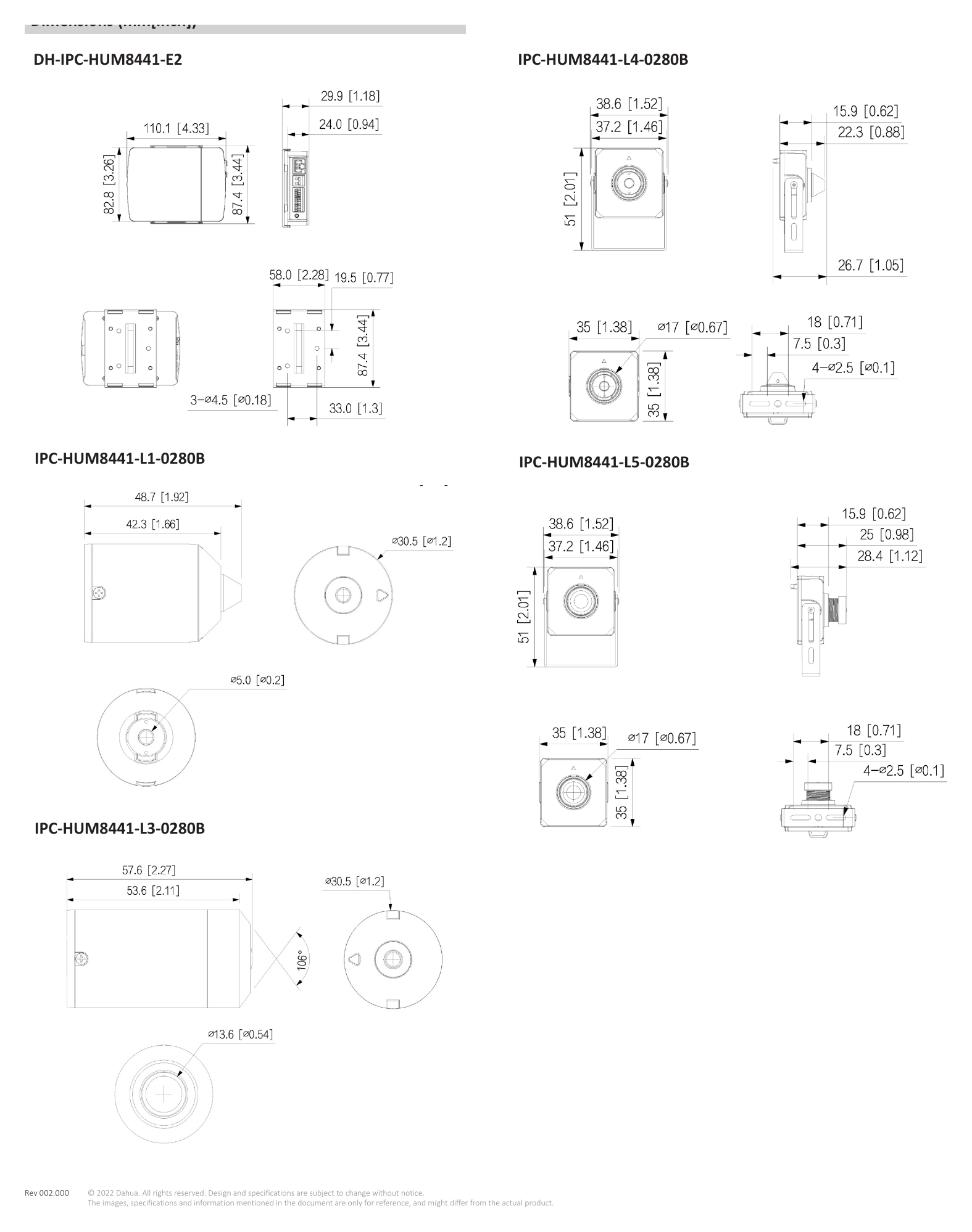 IPC-HUM8441-E2 外形尺寸圖 詳見圖示｜Unit: mm