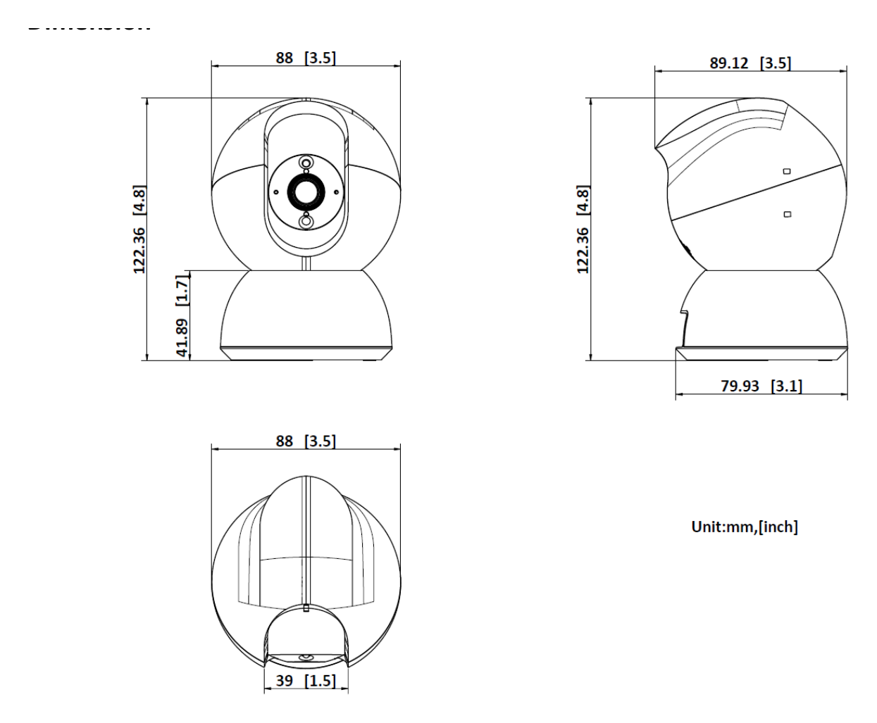 IPC-P220-D/W(W) 外形尺寸圖 Ø 80 mm × 122 mm (Ø 3.14
