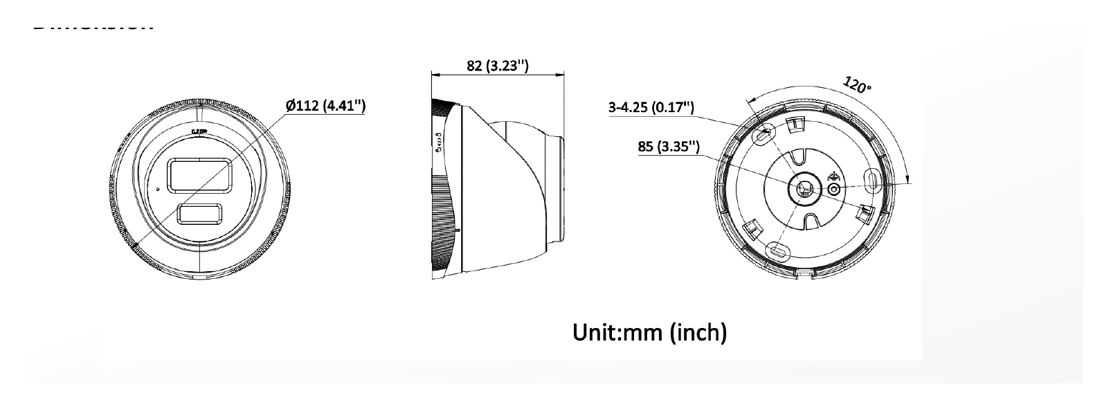 IPC-T220HA-LU 外形尺寸圖 Ø 112 mm × 82 mm (Ø 4.41