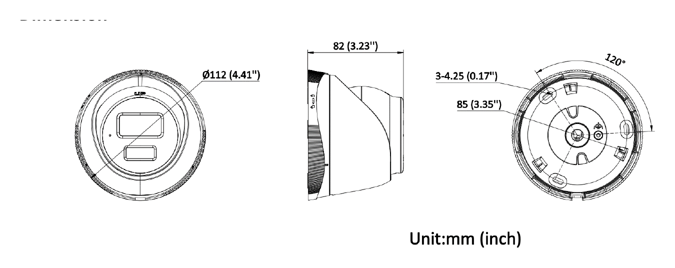 IPC-T229HA-LU 外形尺寸圖 Ø 112 mm × 82 mm (Ø 4.41
