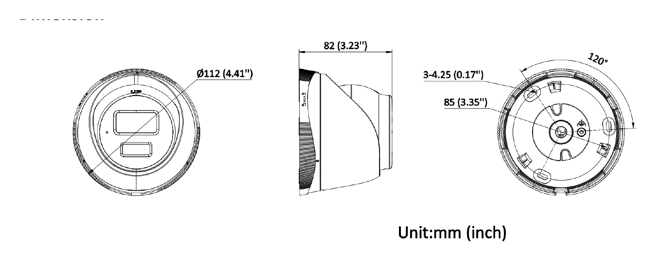IPC-T240HA-LU 外形尺寸圖 Ø 112 mm × 82 mm (Ø 4.41