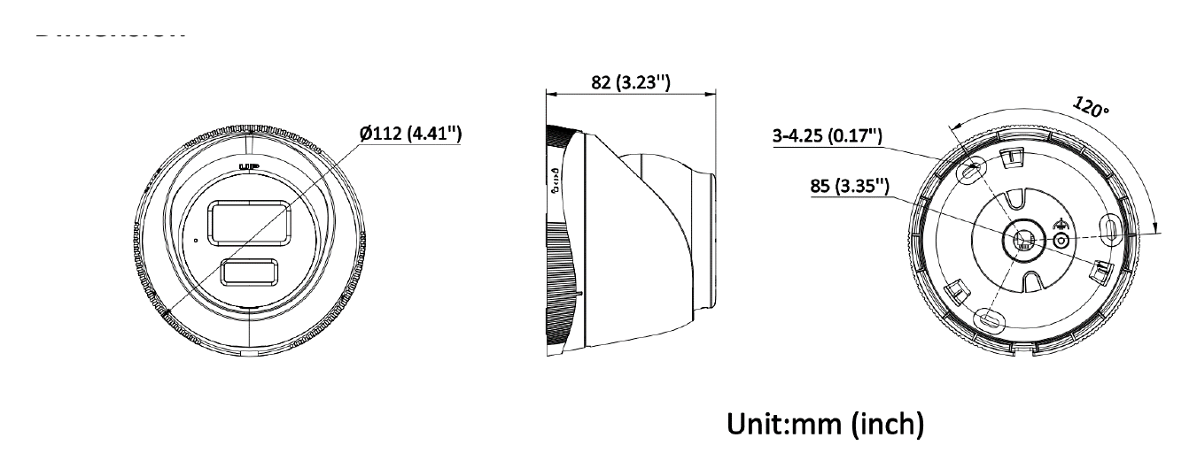 IPC-T269HA 外形尺寸圖 Ø 112 mm × 82 mm (Ø 4.41