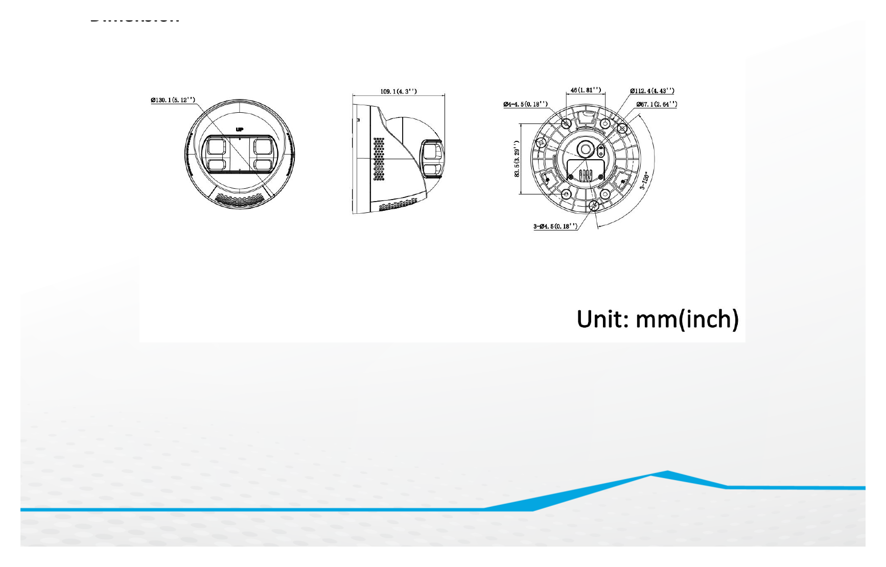 IPC-T269HAD-LUF/S(L)(RB) 外形尺寸圖 Ø 130.1 mm × 109.1 mm (Ø 5.1