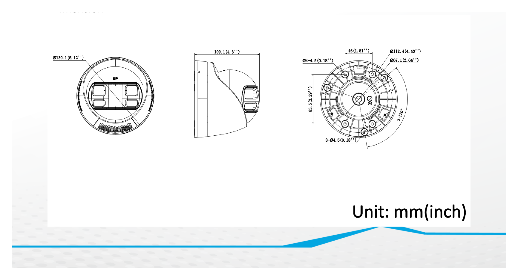 IPC-T280HAD-LUF/S(L)(RB) 外形尺寸圖 Ø 130.1 mm × 109.1 mm (Ø 5.1