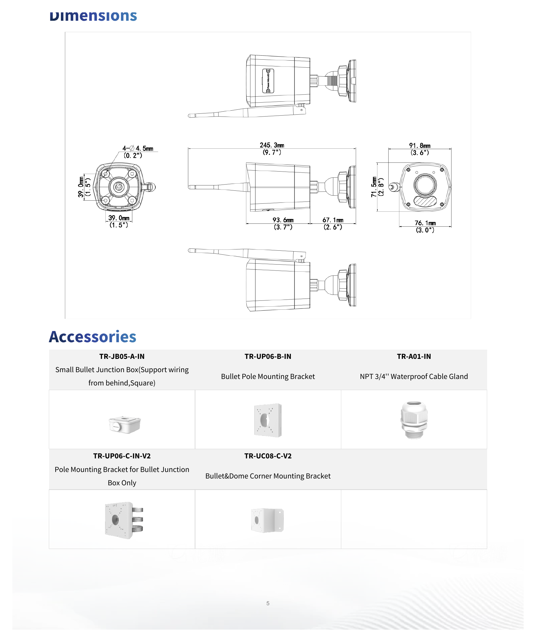 IPC2122LB-AF28WK-WF 外形尺寸圖 160 mm × 76 mm × 72 mm (6.3" × 3.0" × 2.8") (L × W × H)｜重量 0.25 kg (0.55 lb.)｜Unit: mm