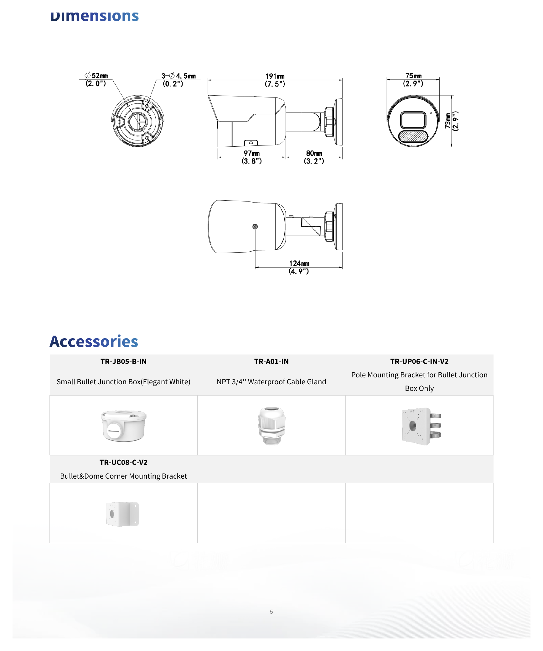 IPC2128SE-ADF28KM-WL-I0 外形尺寸圖 191 mm × 75 mm × 74 mm (7.5" × 3.0" × 2.9" ) (L × W × H)｜重量 0.41 kg (0.90 lb.)｜Unit: mm