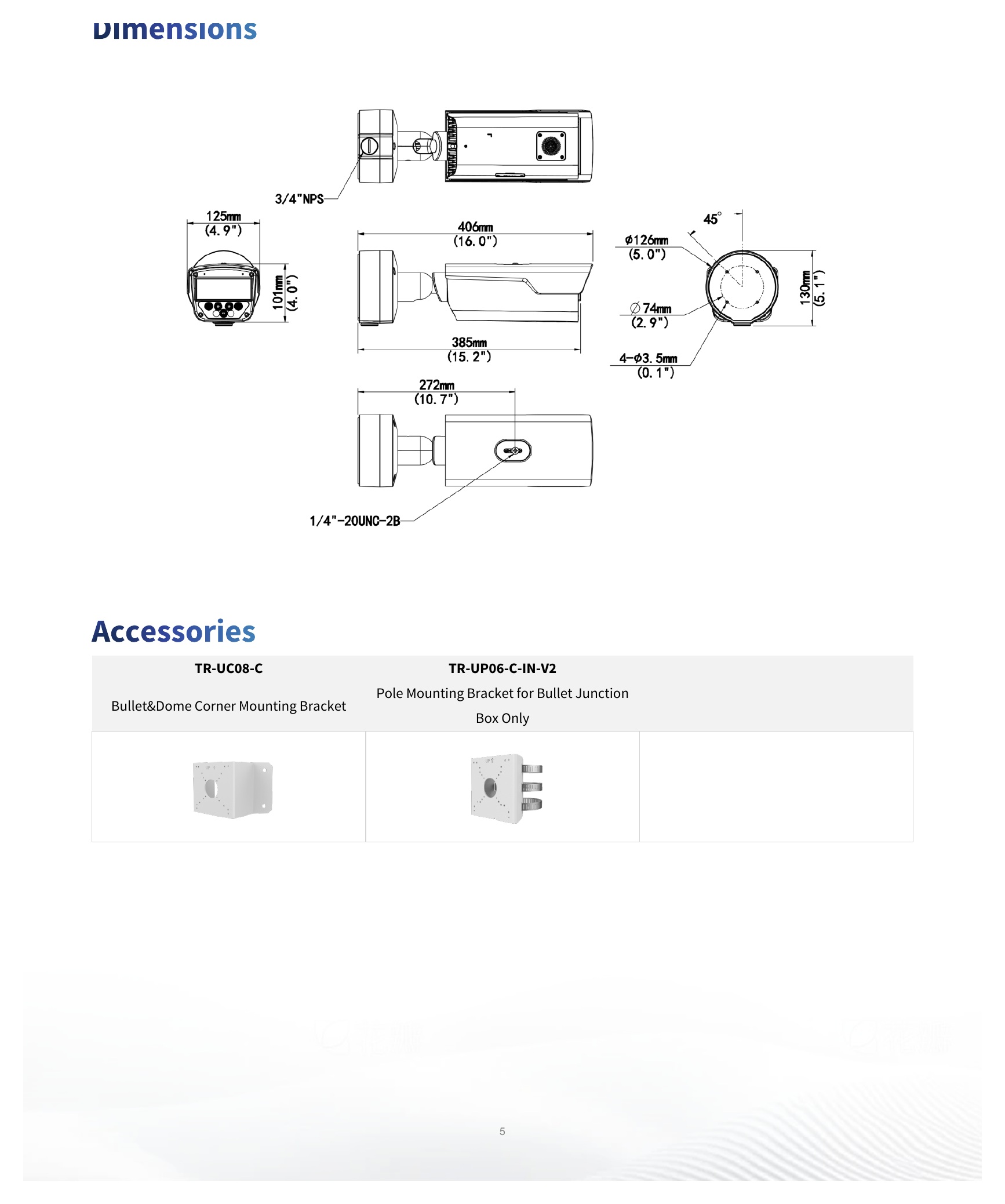 IPC264SA-AHDX4K-I1 外形尺寸圖 406 mm × 126 mm × 130 mm (16.0" × 5.0" × 5.1") (L × W × H)｜重量 2.14 kg (4.72 lb.)｜Unit: mm