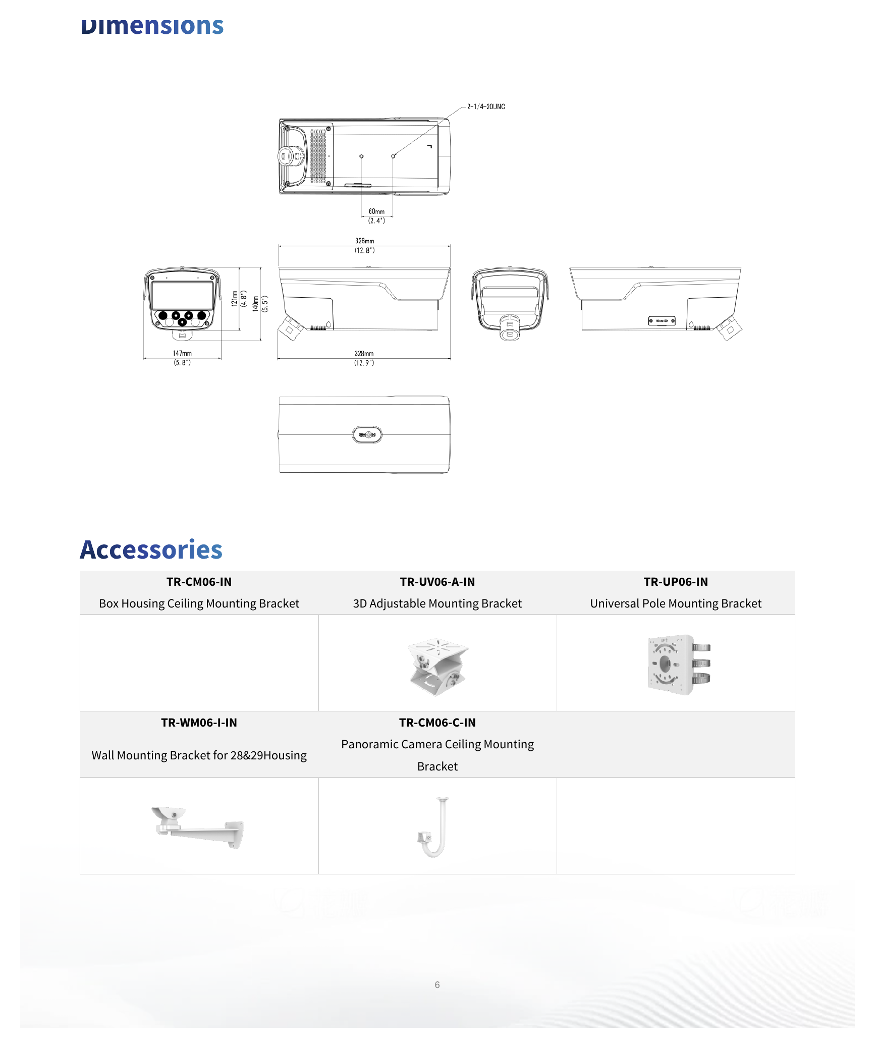 IPC28184EA-ADX5K-F40-I1 外形尺寸圖 326 mm × 147 mm × 121 mm (12.8" × 5.8" × 4.8") (L × W × H)｜重量 2.11 kg (4.65 lb.)｜Unit: mm