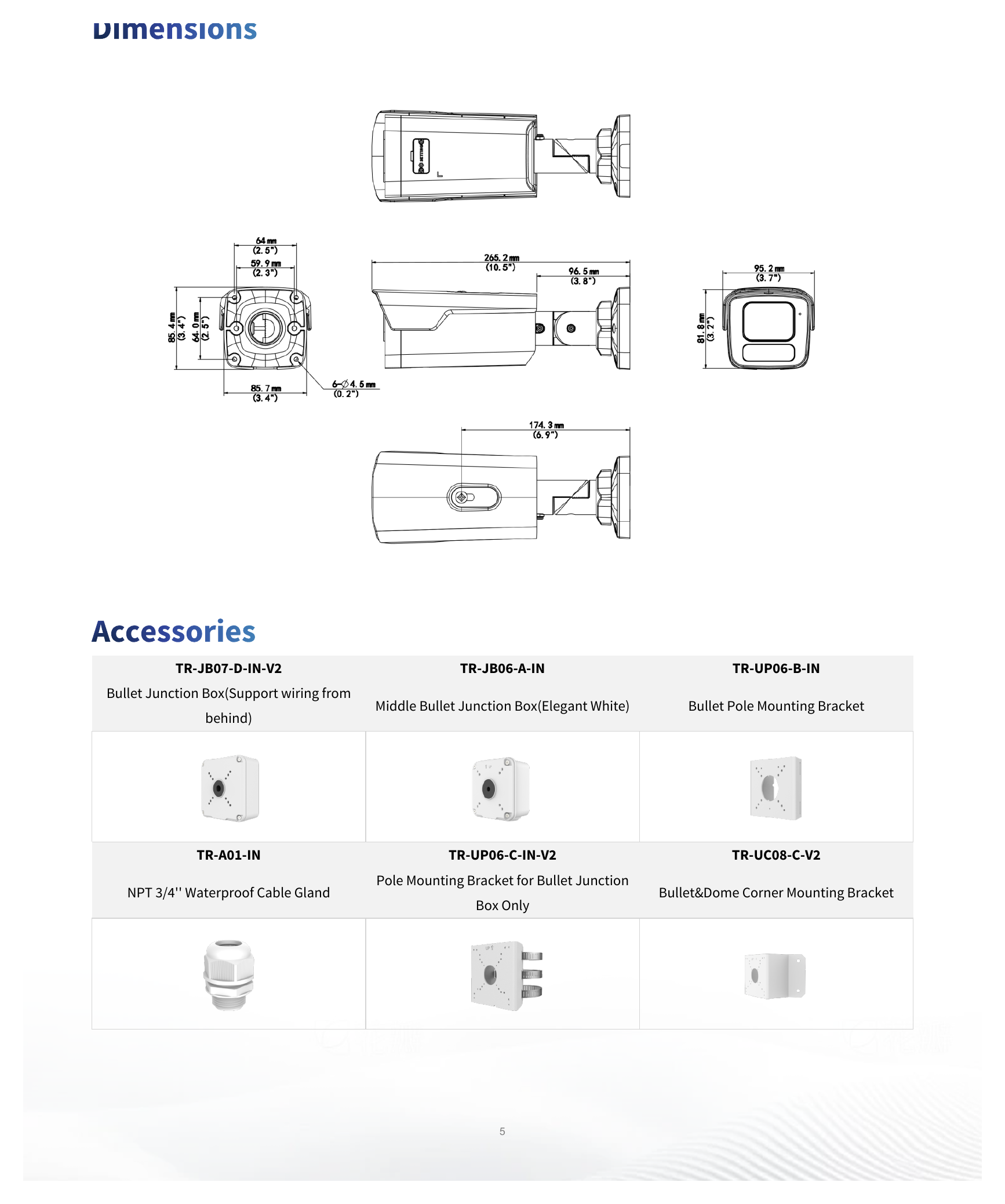 IPC2B18SS-ADF28K-I1 外形尺寸圖 269 mm × 96 mm × 82 mm (10.6" × 3.8" × 3.2") (L × W × H)｜重量 0.86 kg (1.91 lb.)｜Unit: mm