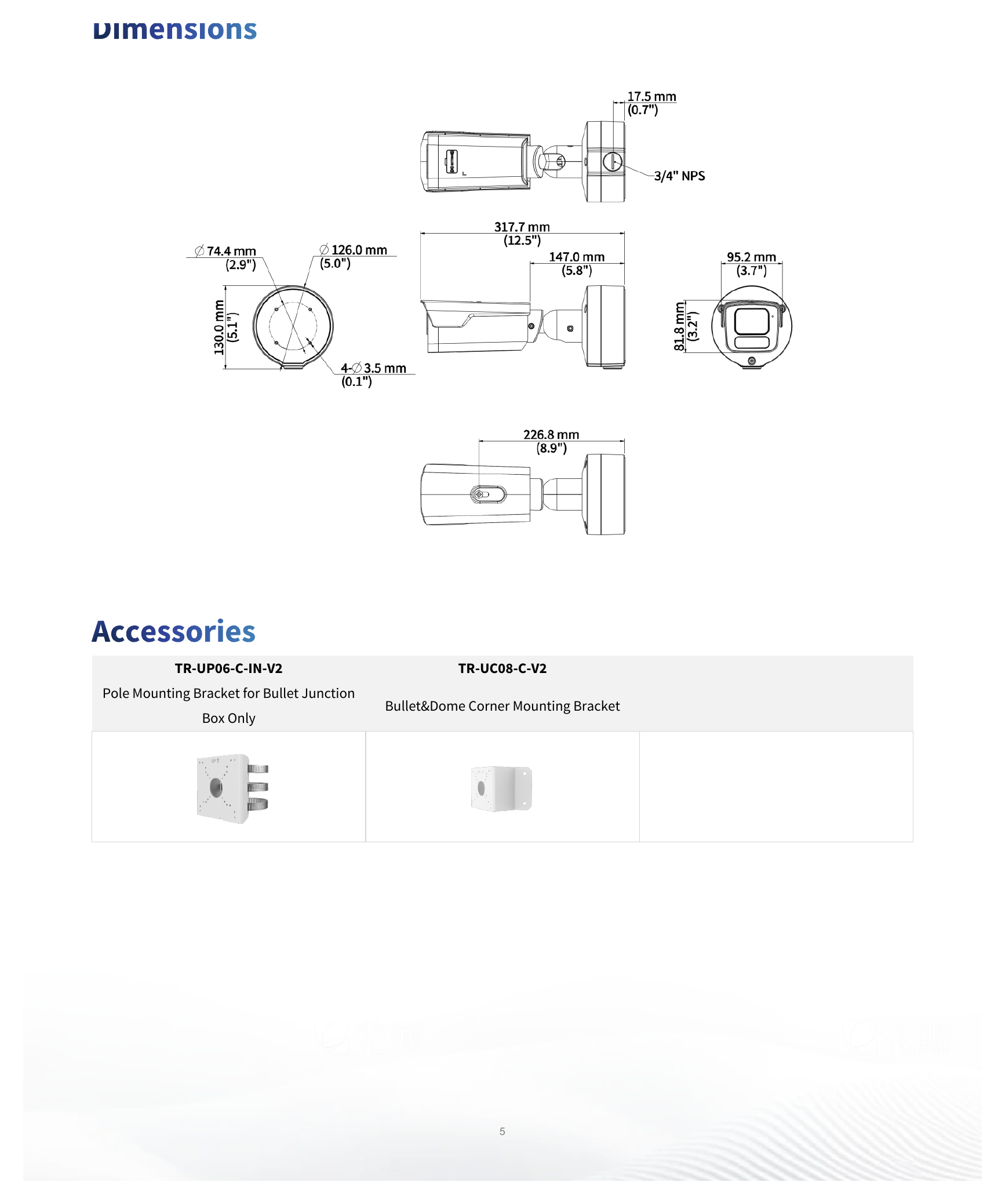 IPC2B25SS-ADZK-I1 外形尺寸圖 324 mm × 126 mm × 130 mm (12.8" × 5.0" × 5.1") (L × W × H)｜重量 1.48 kg (3.26 lb.)｜Unit: mm